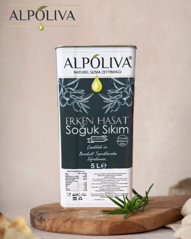 Erken hasat soğuk sıkım naturel sızma zeytinyağı 5 litre | Kısapınar bahçemizden | Alpoliva