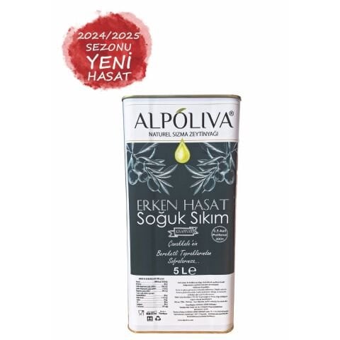 Erken hasat soğuk sıkım naturel sızma zeytinyağı 5 litre | Kısapınar bahçemizden | Alpoliva