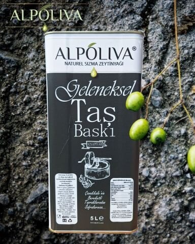 Geleneksel taş baskı zeytinyağı 5 litre | Kısapınar bahçemizden | Alpoliva