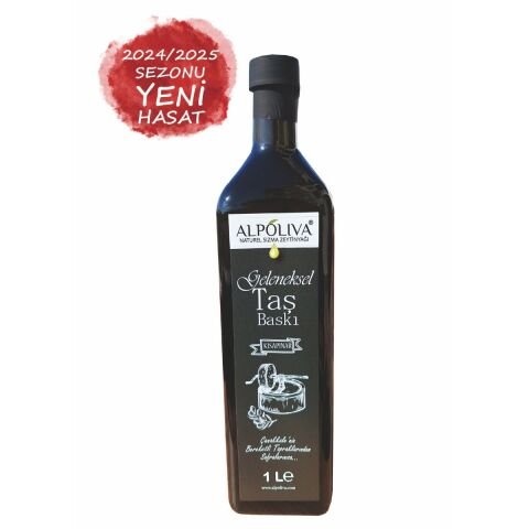 Geleneksel taş baskı zeytinyağı 1 litre | Kısapınar bahçemizden | Alpoliva