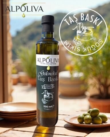 Geleneksel taş baskı zeytinyağı 500 ml | Kısapınar bahçemizden | Alpoliva