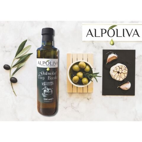 Geleneksel taş baskı zeytinyağı 500 ml | Kısapınar bahçemizden | Alpoliva