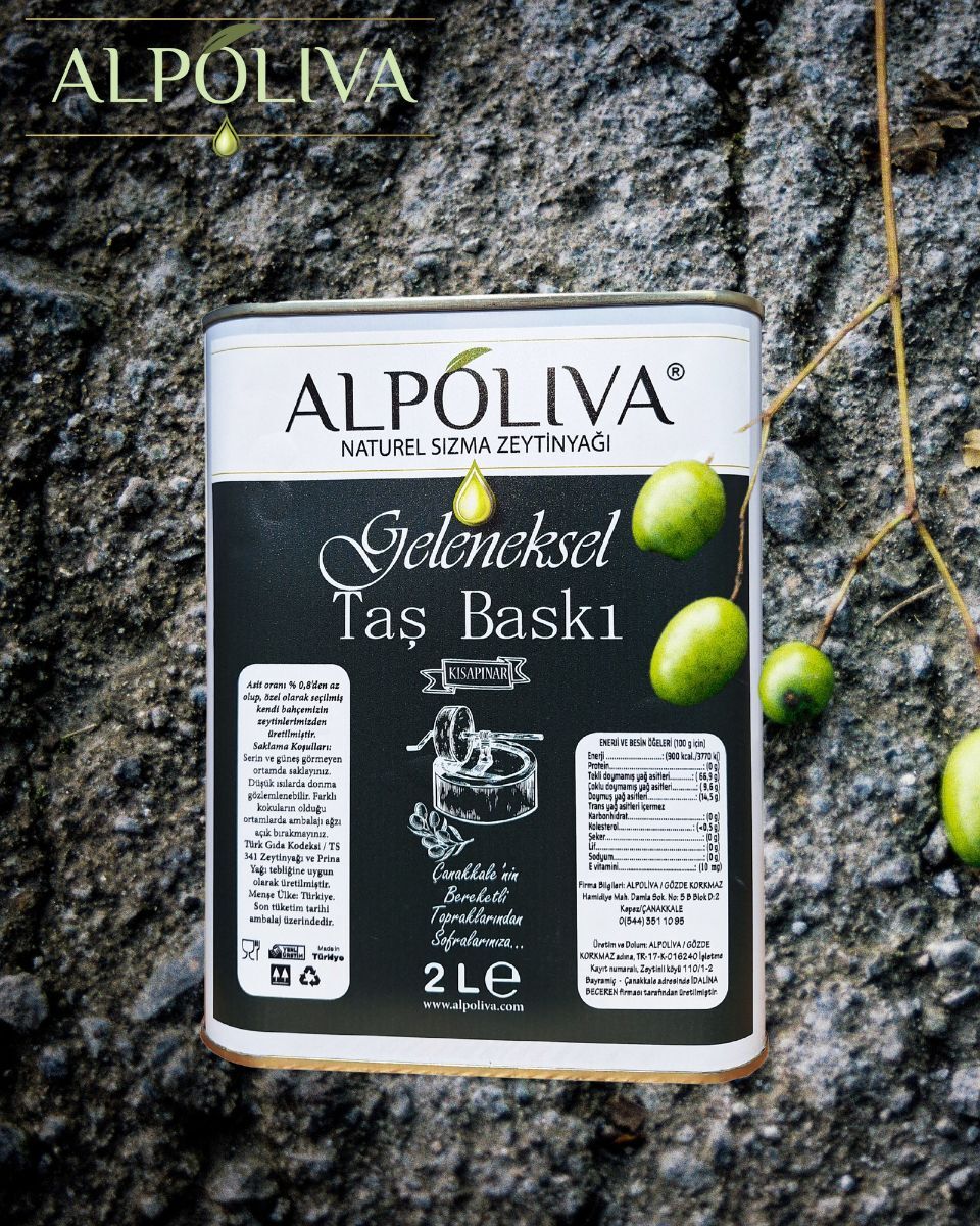 Geleneksel taş baskı zeytinyağı 2 litre | Kısapınar bahçemizden | Alpoliva