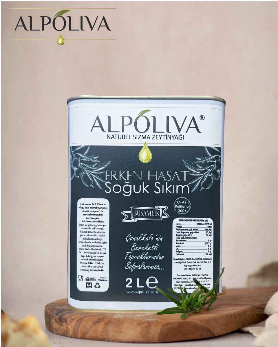 Erken hasat soğuk sıkım naturel sızma zeytinyağı 2 litre | Susamlık bahçemizden | Alpoliva