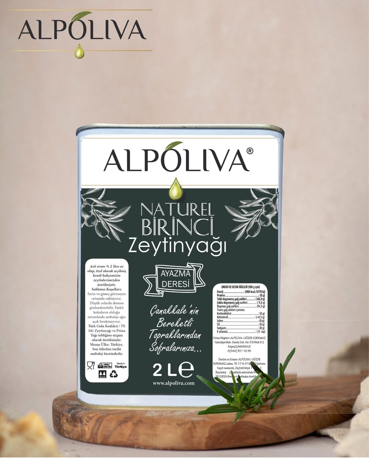Natürel birinci zeytinyağı 2 litre | Ayazma Deresi bahçemizden | Alpoliva