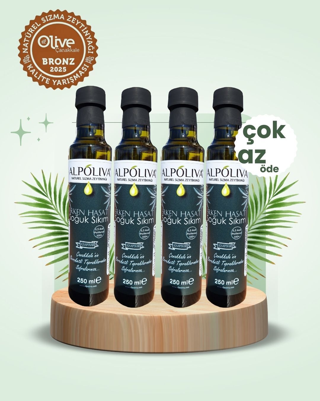 Erken Hasat Naturel Sızma Zeytinyağı pratik ambalaj 4 adet 250 ml