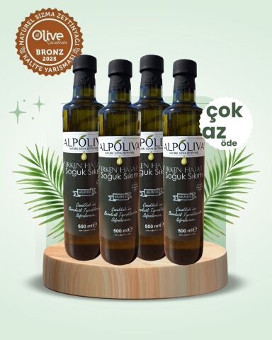 Naturel Sızma Zeytinyağı 4 adet 500'er ml'lik pratik ambalajlarda